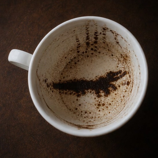 ALLIGATOR or CROCODILE coffee grounds symbol photo variation 2