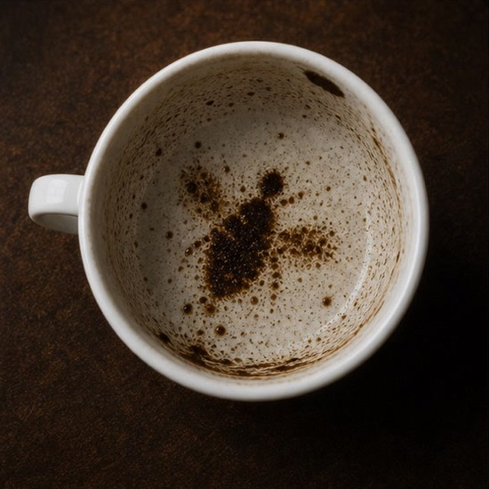 BEE coffee grounds symbol photo variation 2