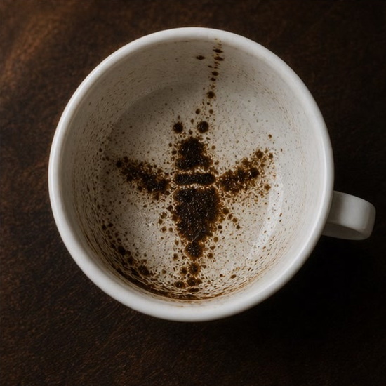 BEE coffee grounds symbol photo variation 3
