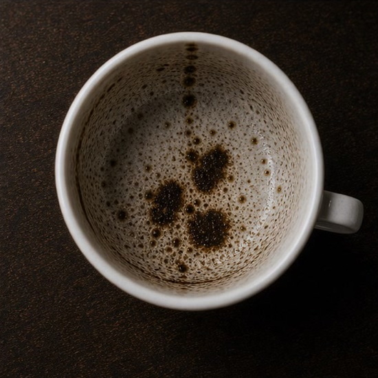 CLOVER (four leaf) coffee grounds symbol photo variation 3