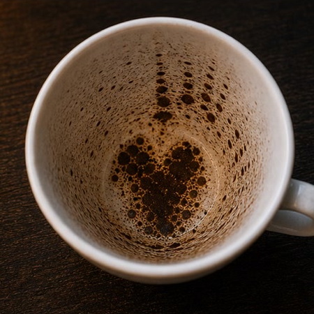 HEART coffee grounds symbol photo variation 3