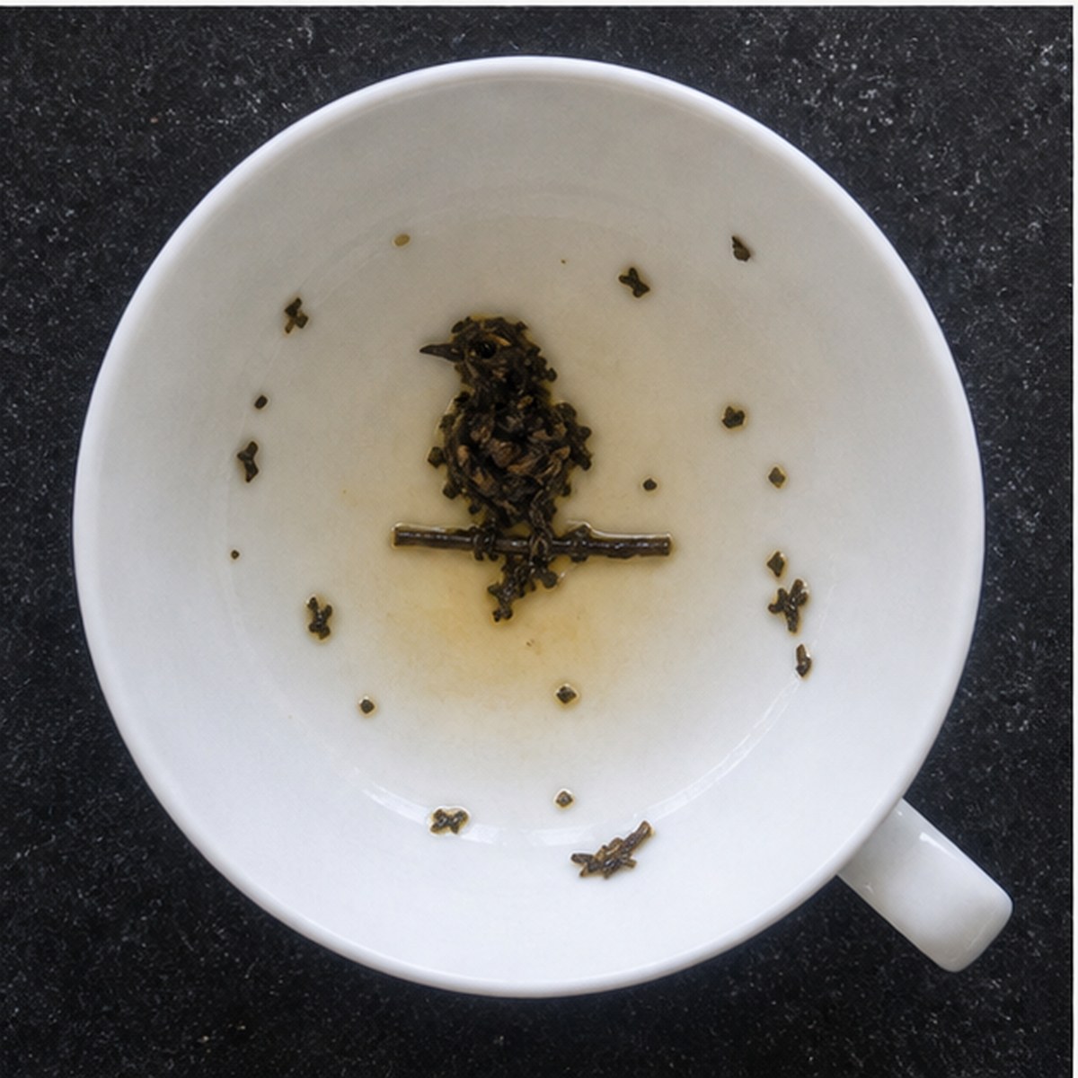 Bird On A Perch tea leaves cup variation two