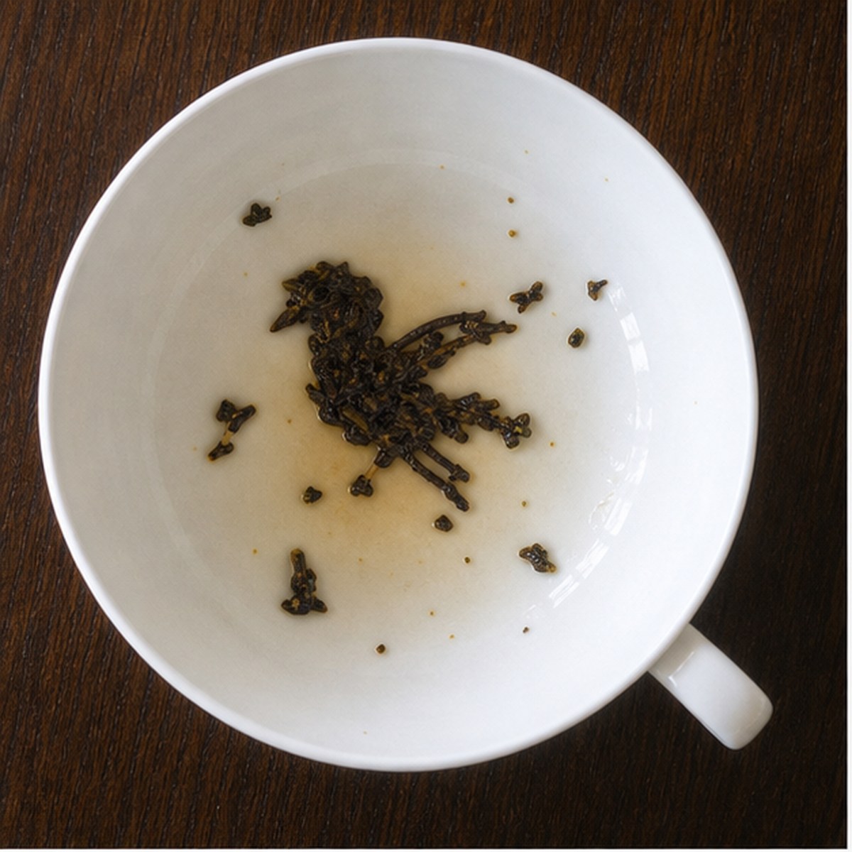 Bird tea leaf reading cup example