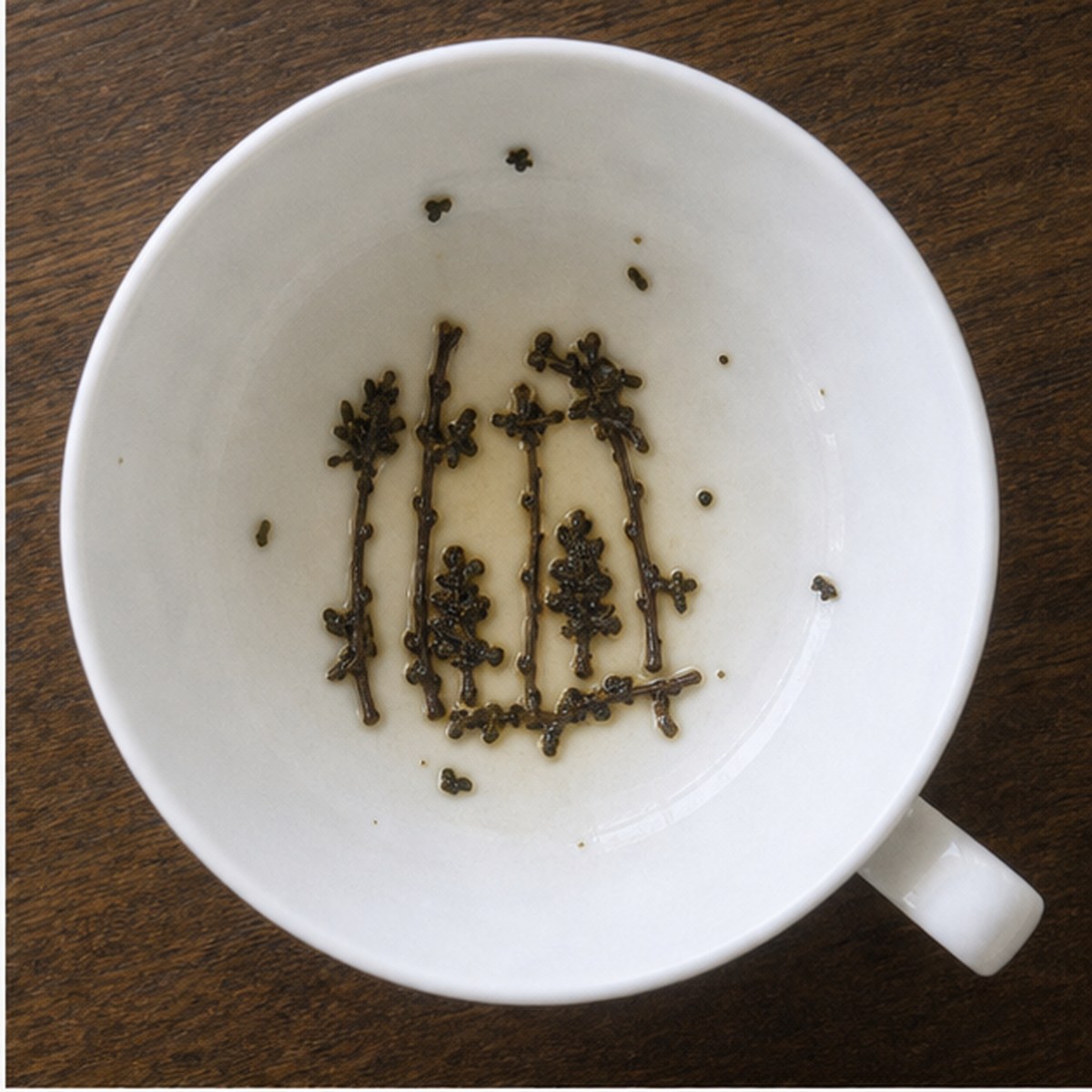 Birds In Cage tea leaves cup variation one