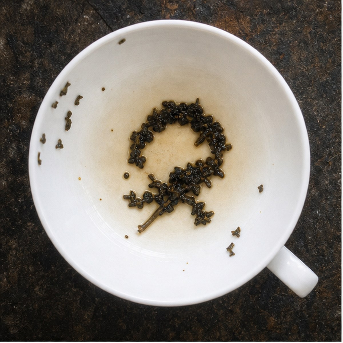 Bonnet tea leaf reading cup example