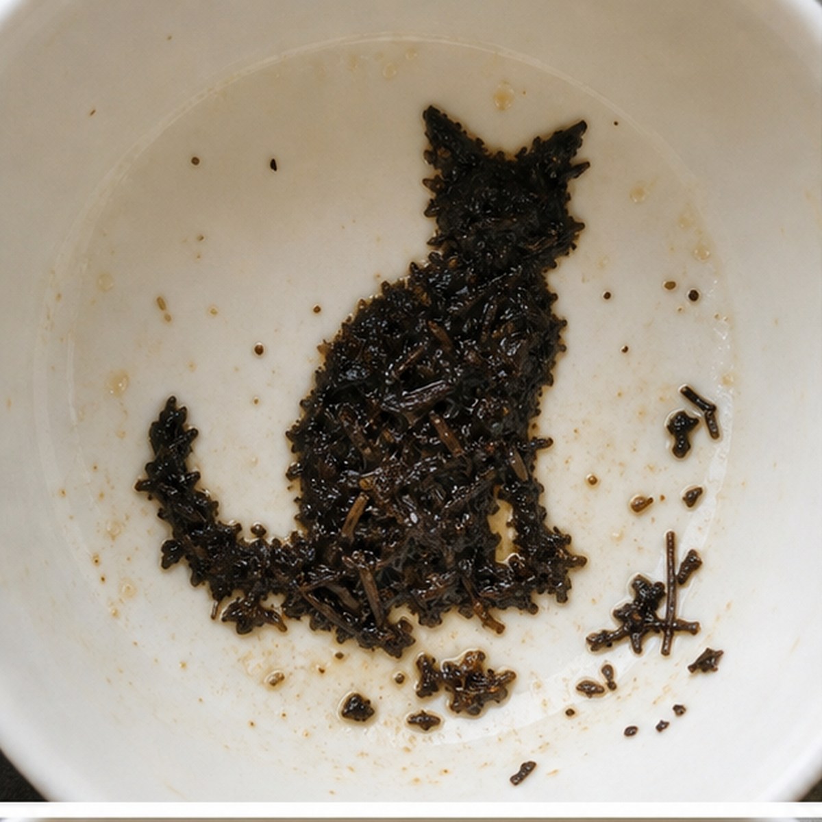 Cat tea leaf reading cup example