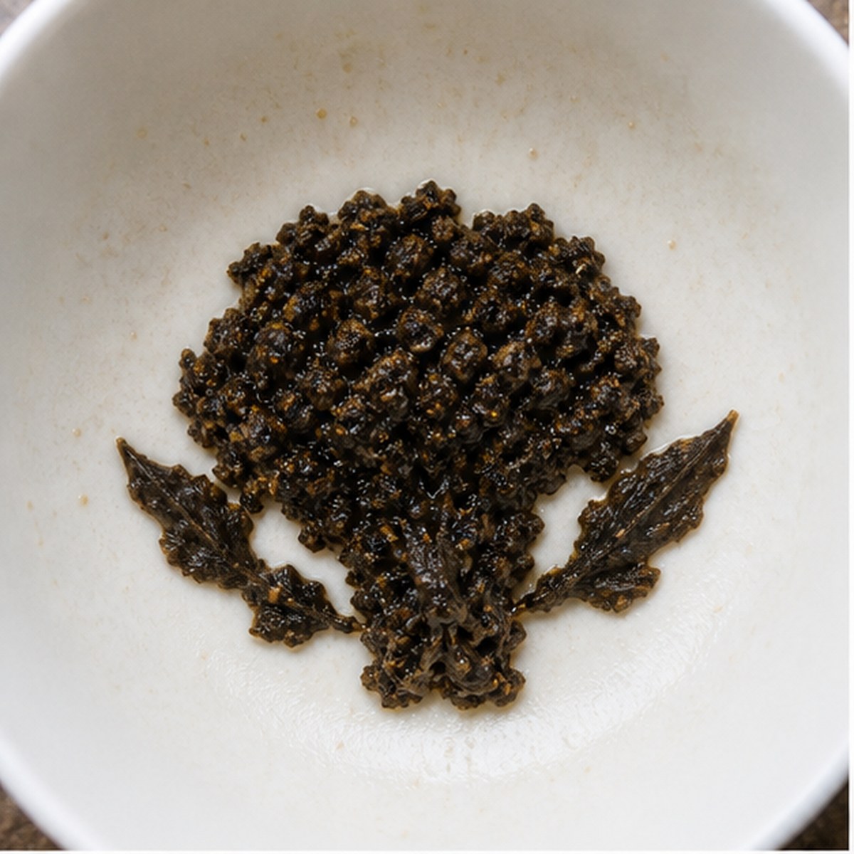 Cauliflower tea leaf reading cup example