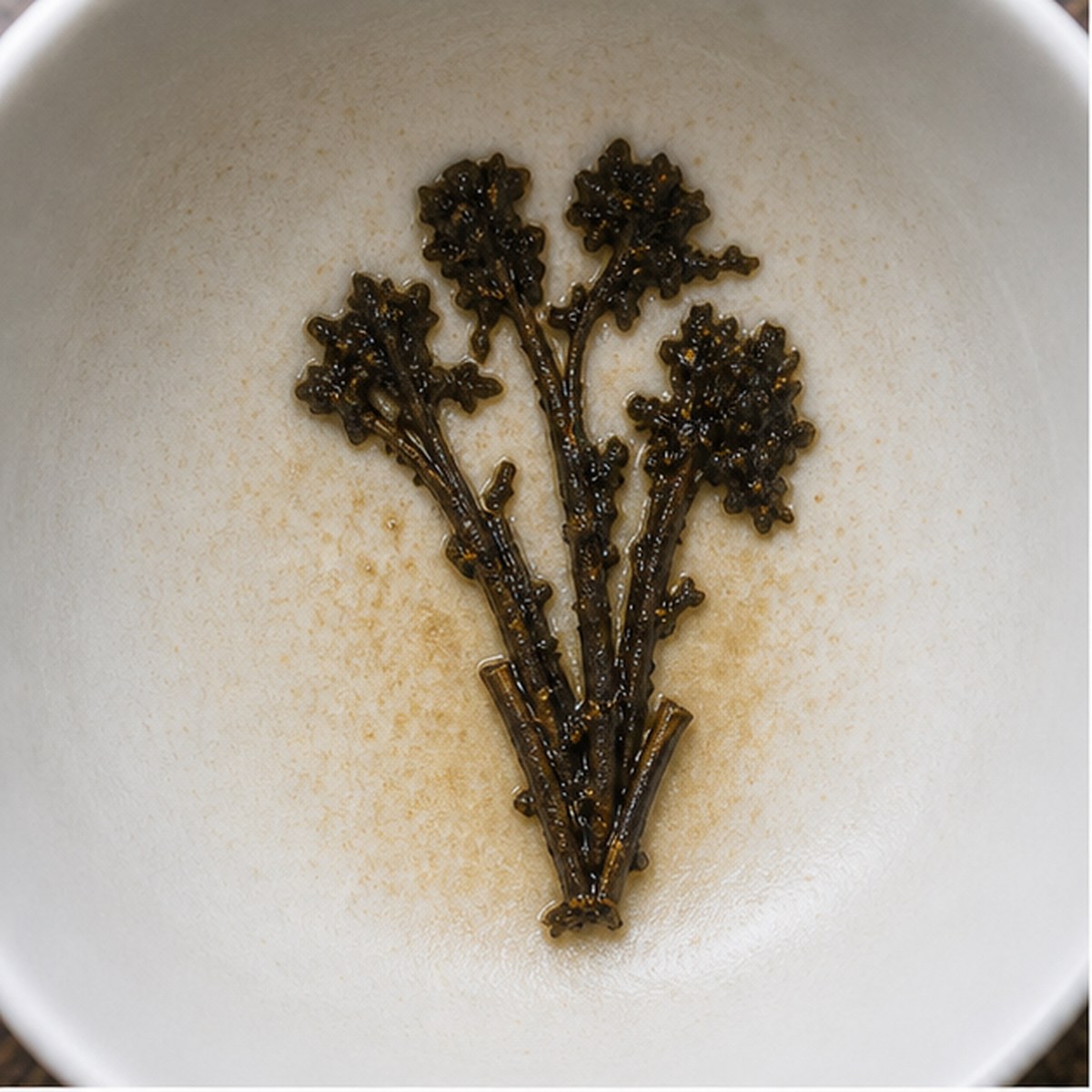 Celery tea leaf reading cup example