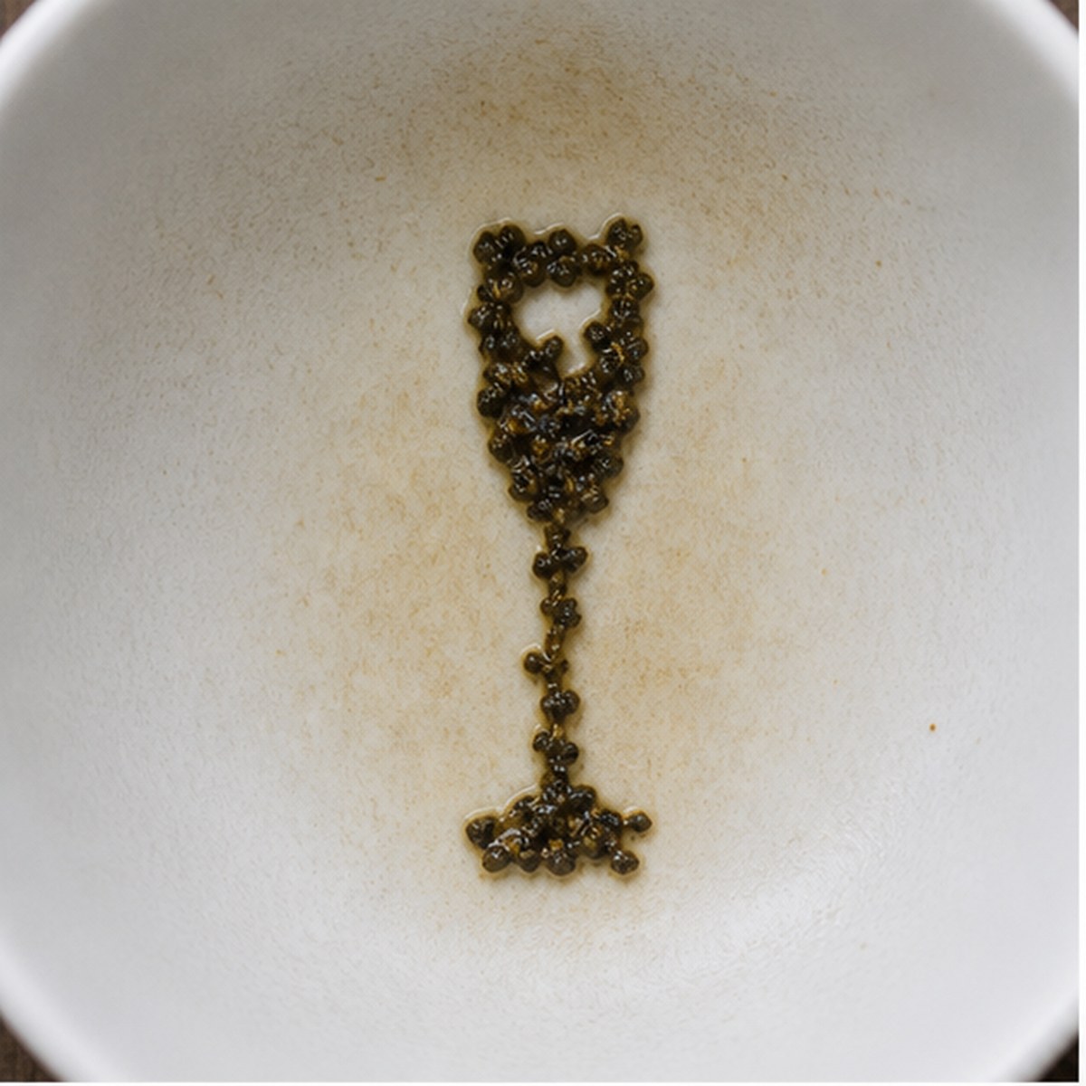 Champagne Glass tea leaf reading cup example