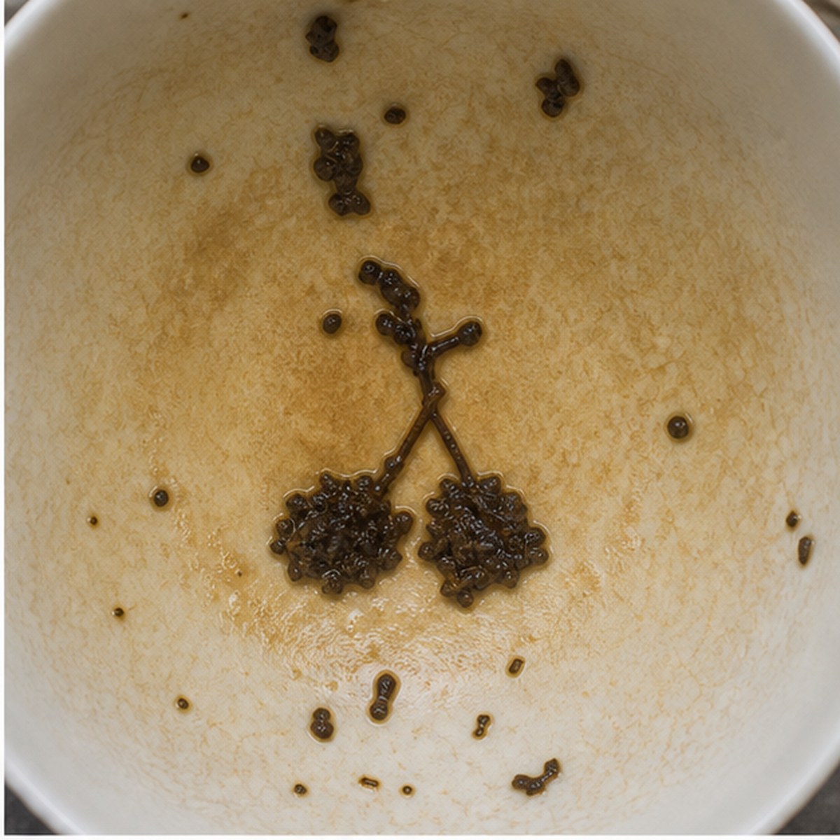 Cherries tea leaves cup variation one