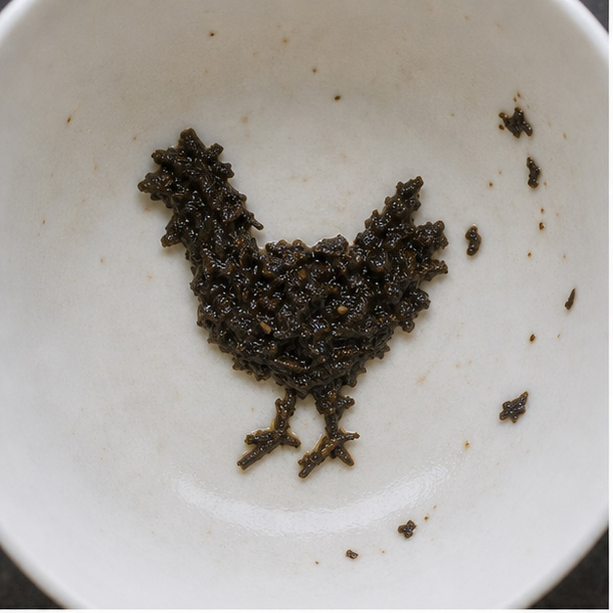 Chicken tea leaf reading cup example