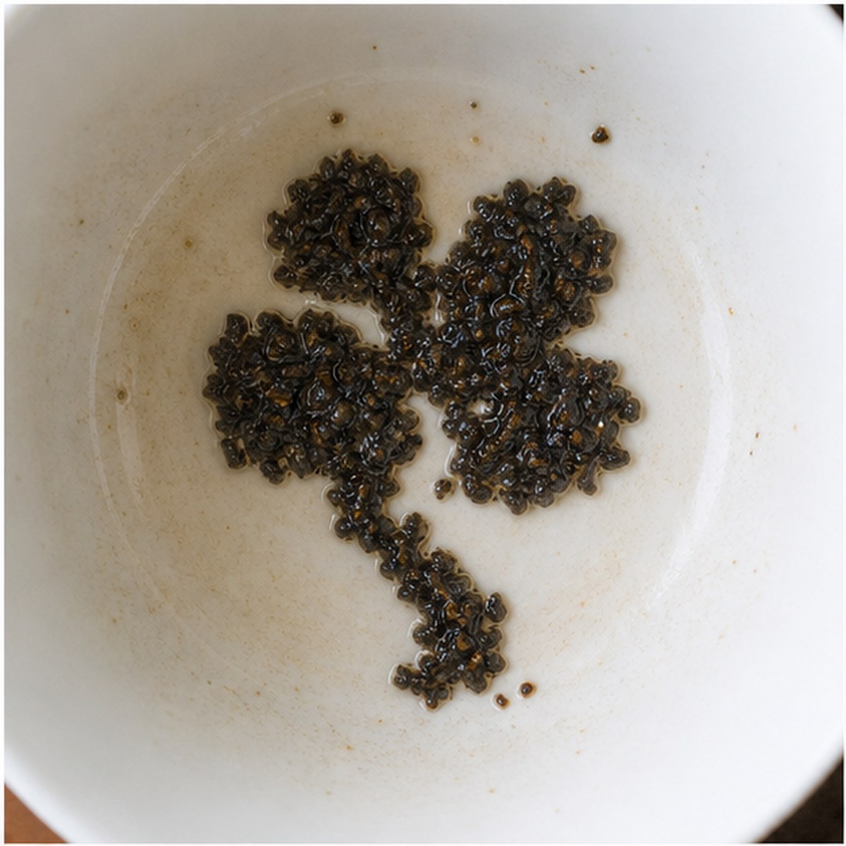 Clover tea leaf reading cup example