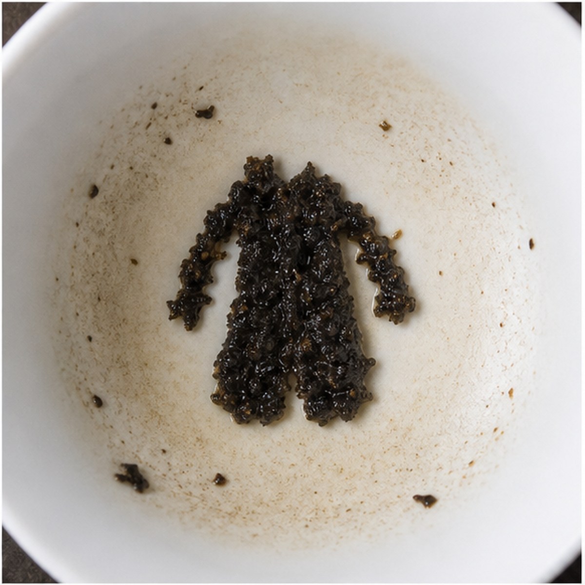 Coat tea leaf reading cup example