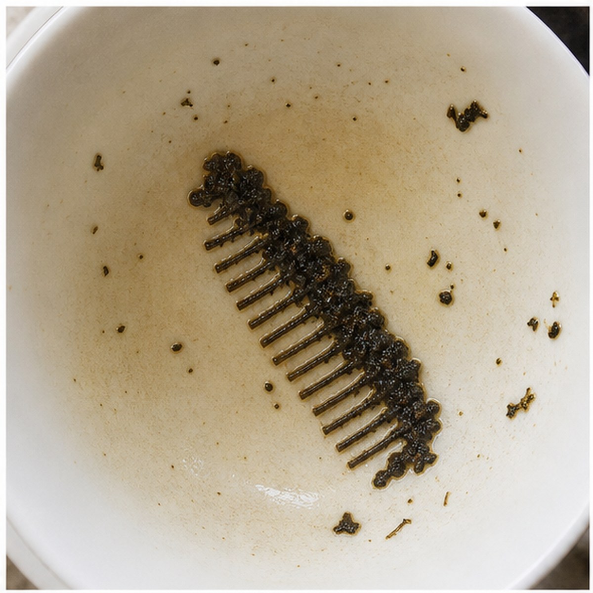 Comb tea leaf reading cup example