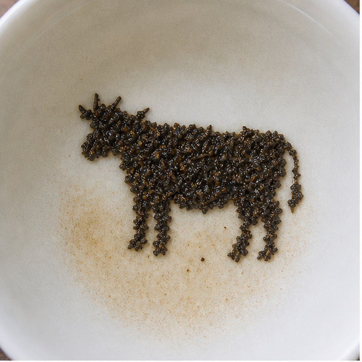 Cow tea leaf reading cup example