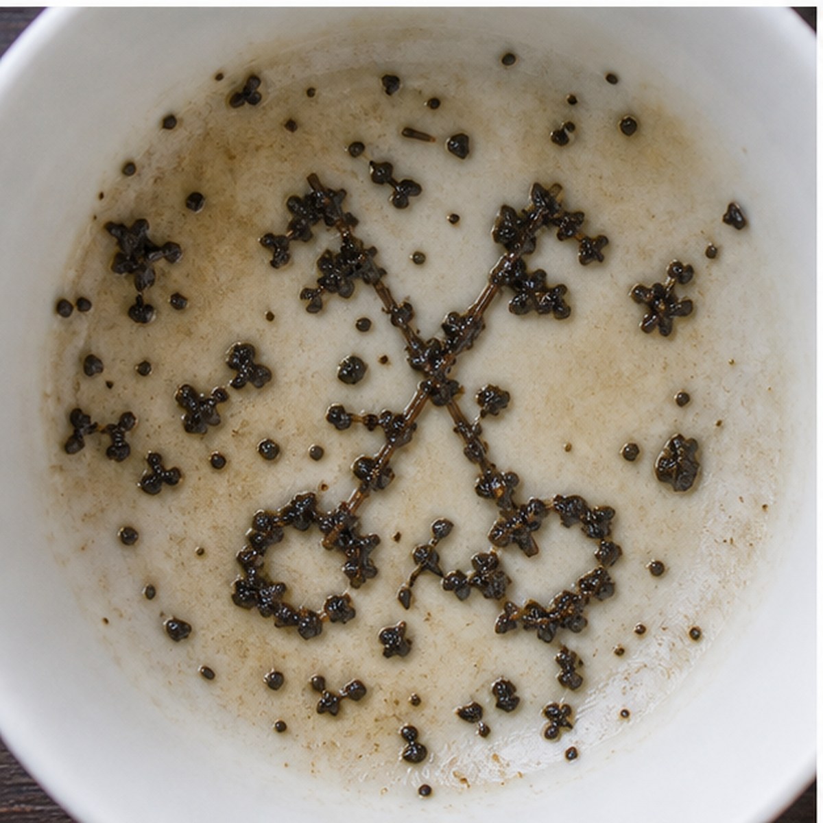 Crossed Keys tea leaves cup variation two