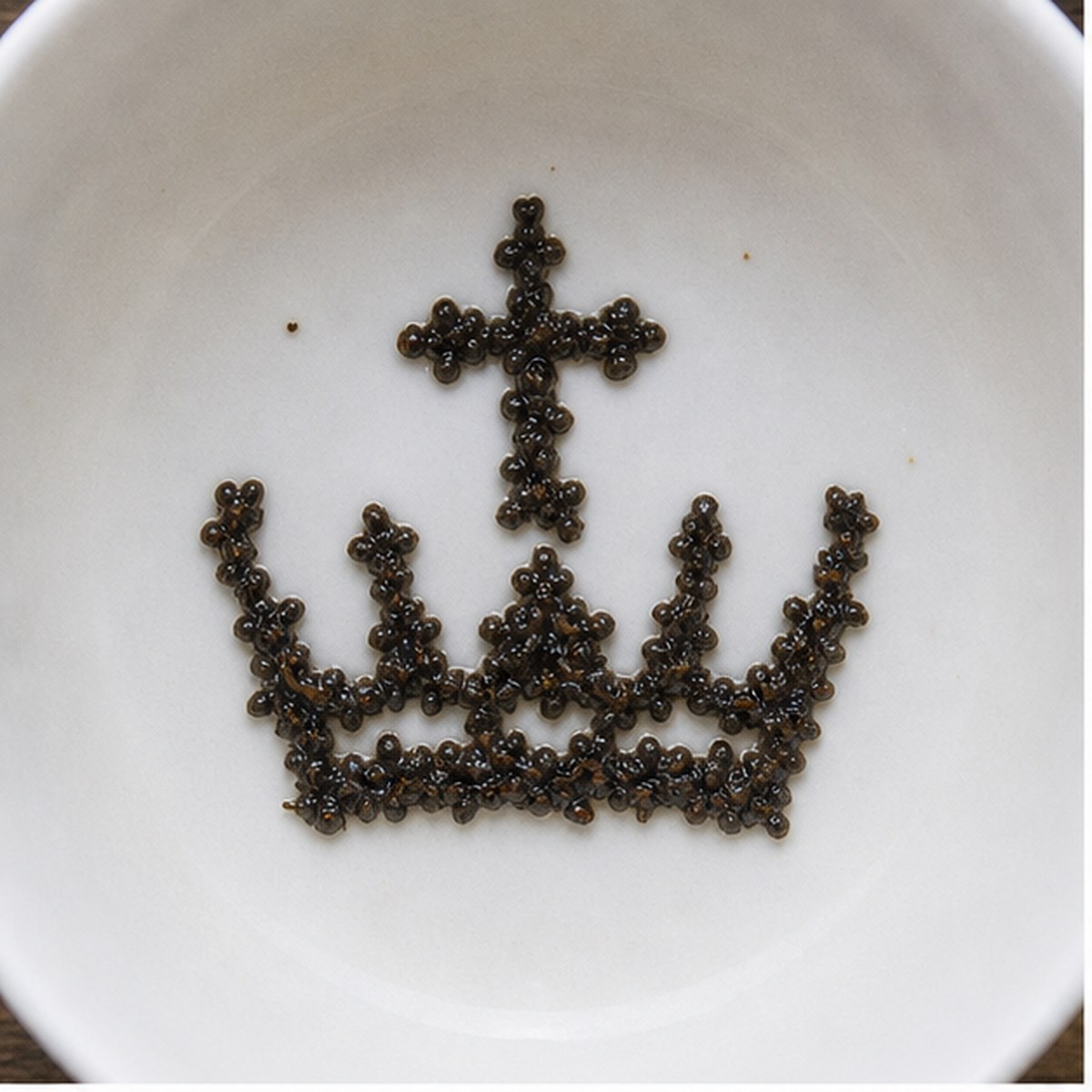 Crown And Cross tea leaf reading cup example