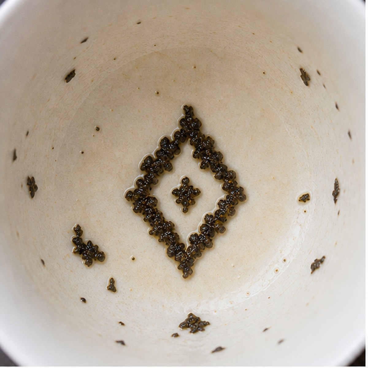 Diamonds tea leaf reading cup example