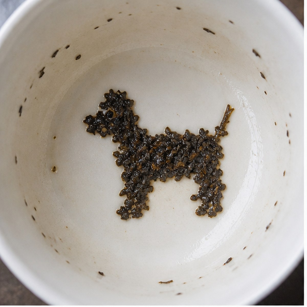 Dog tea leaf reading cup example