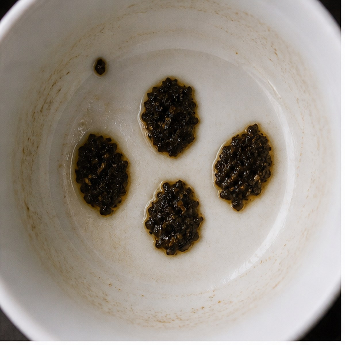 Eggs tea leaf reading cup example