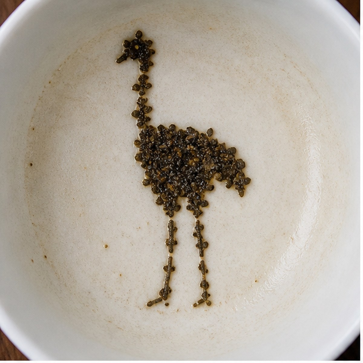 Emu tea leaf reading cup example