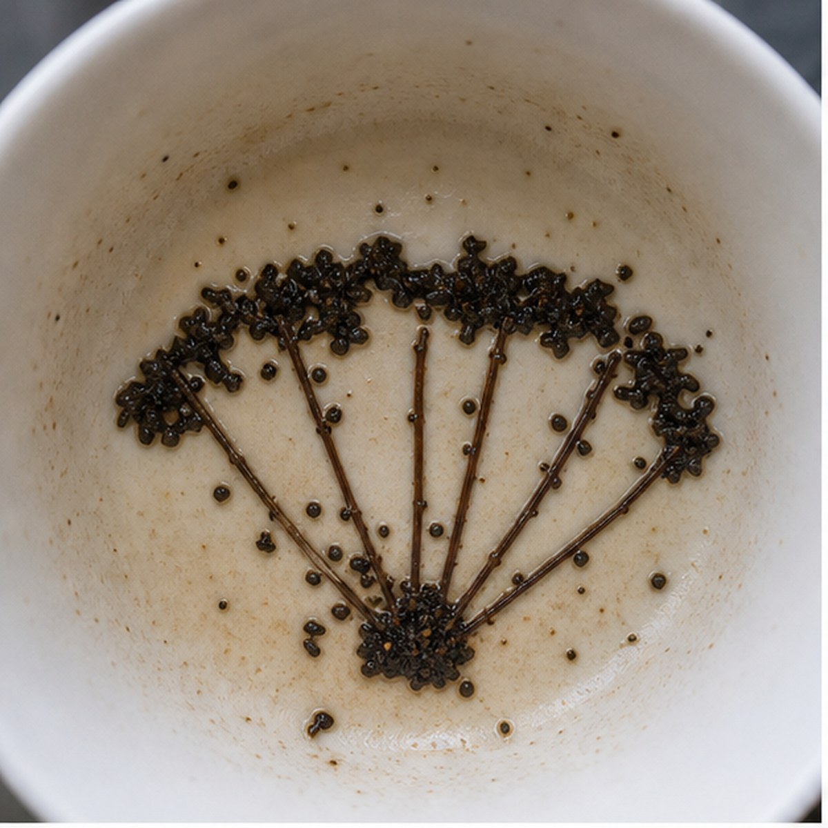 Fan tea leaf reading cup example