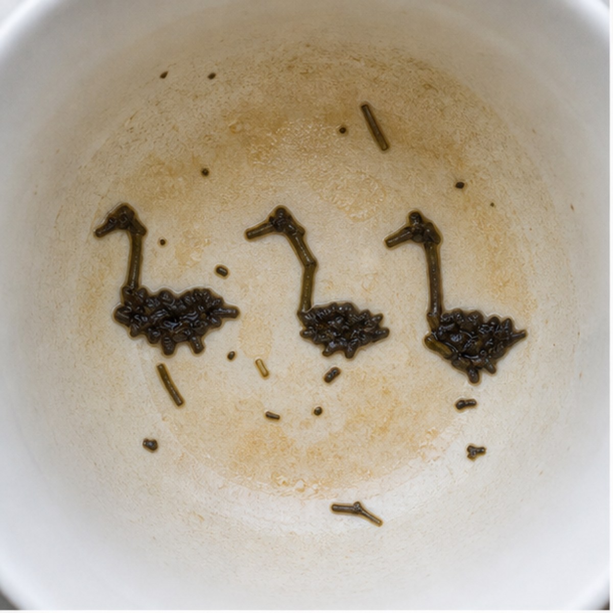 Geese tea leaf reading cup example