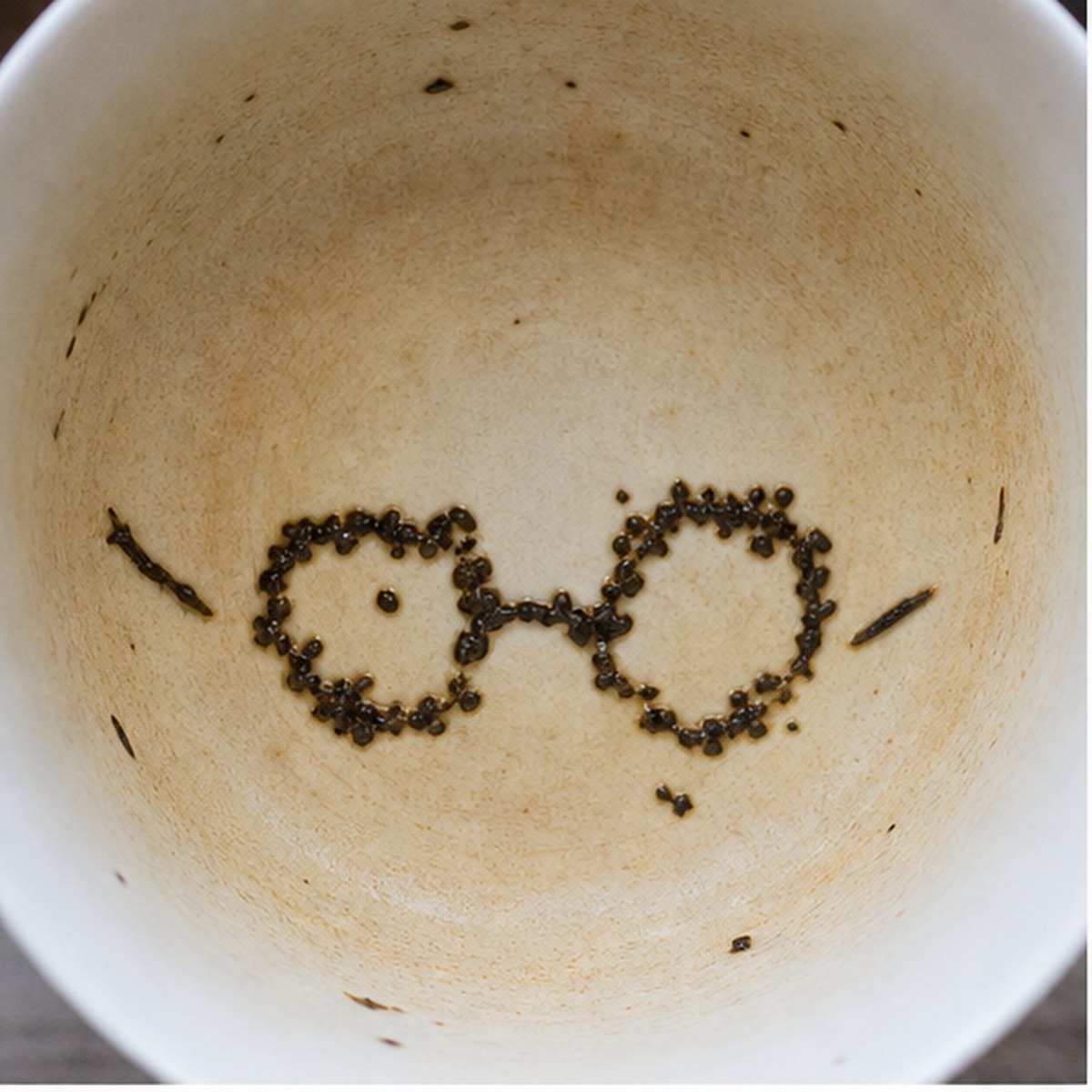 Glasses tea leaf reading cup example