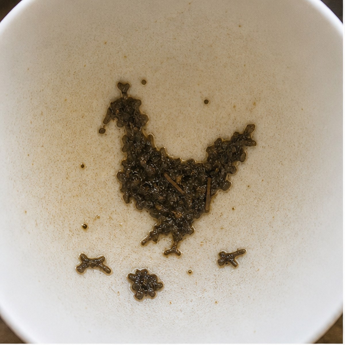 Hen tea leaf reading cup example
