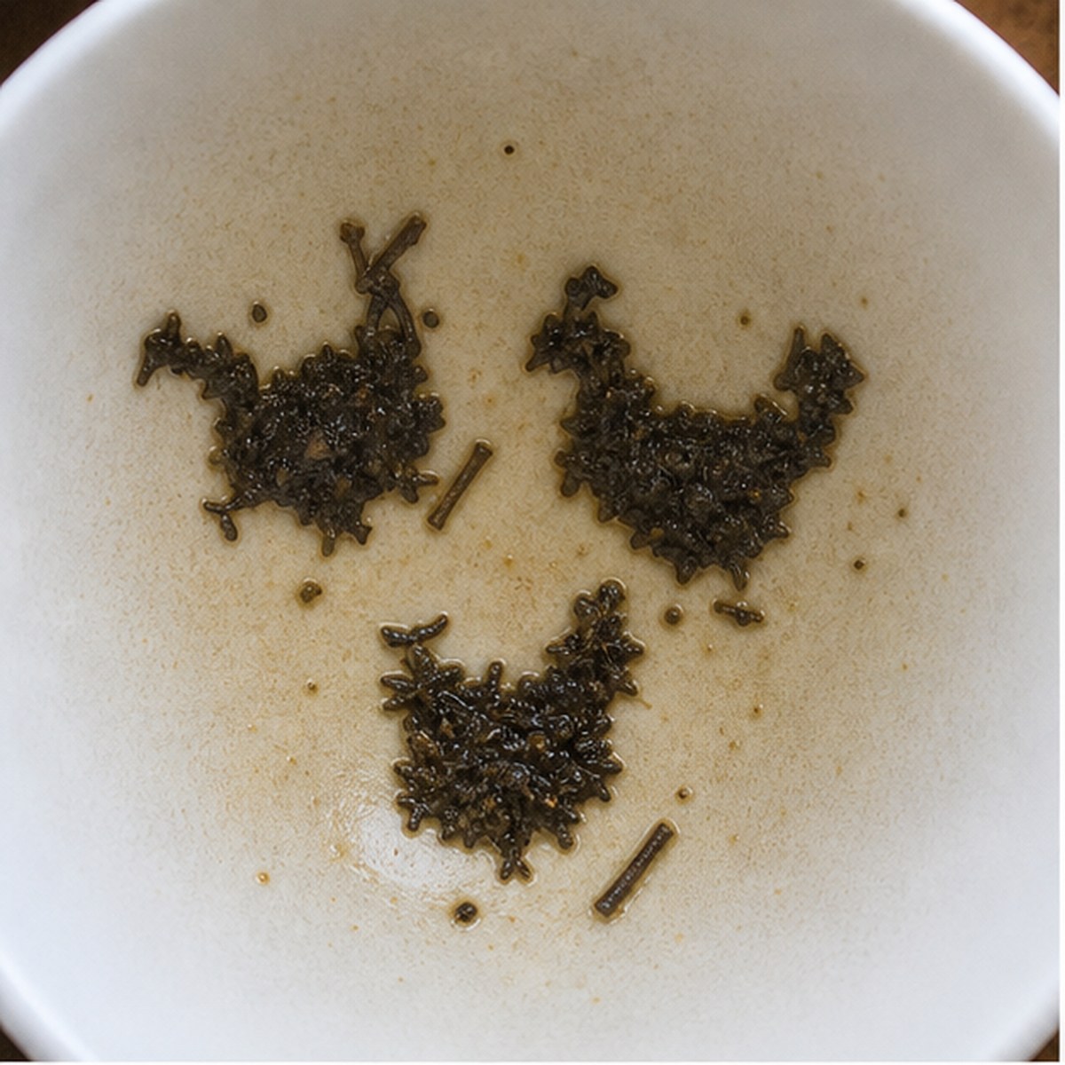 Hens tea leaf reading cup example