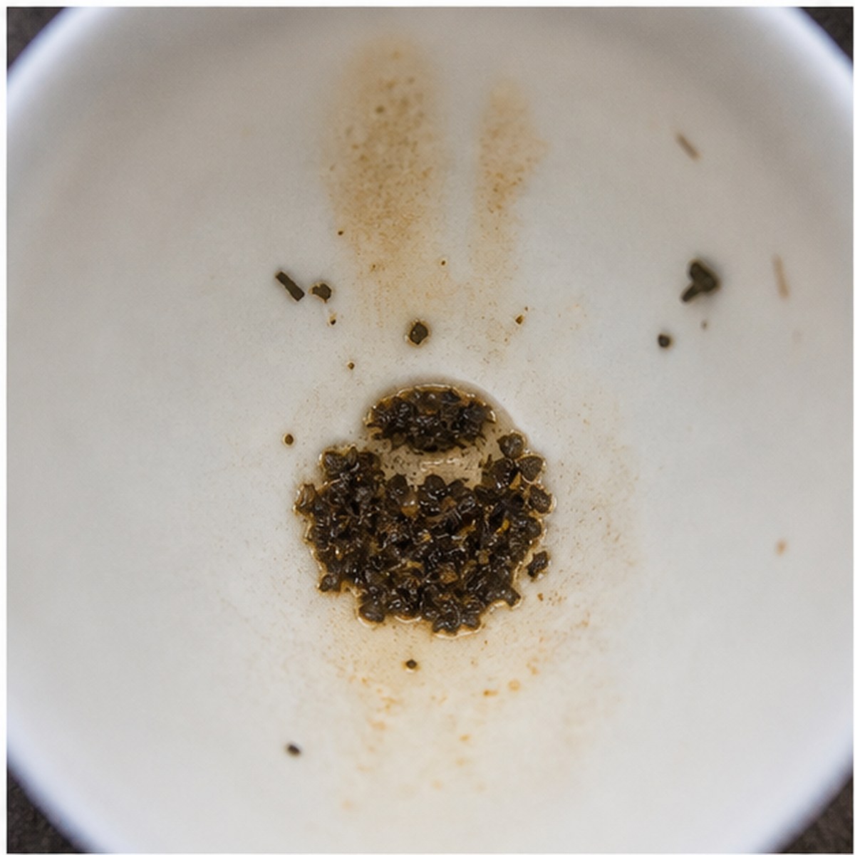 Inkpot tea leaf reading cup example