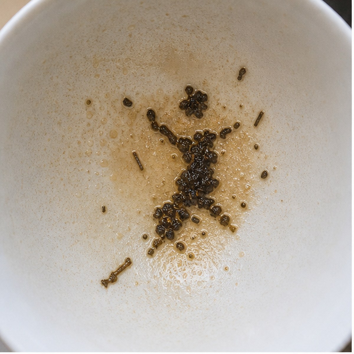 Jumping Figure tea leaf reading cup example