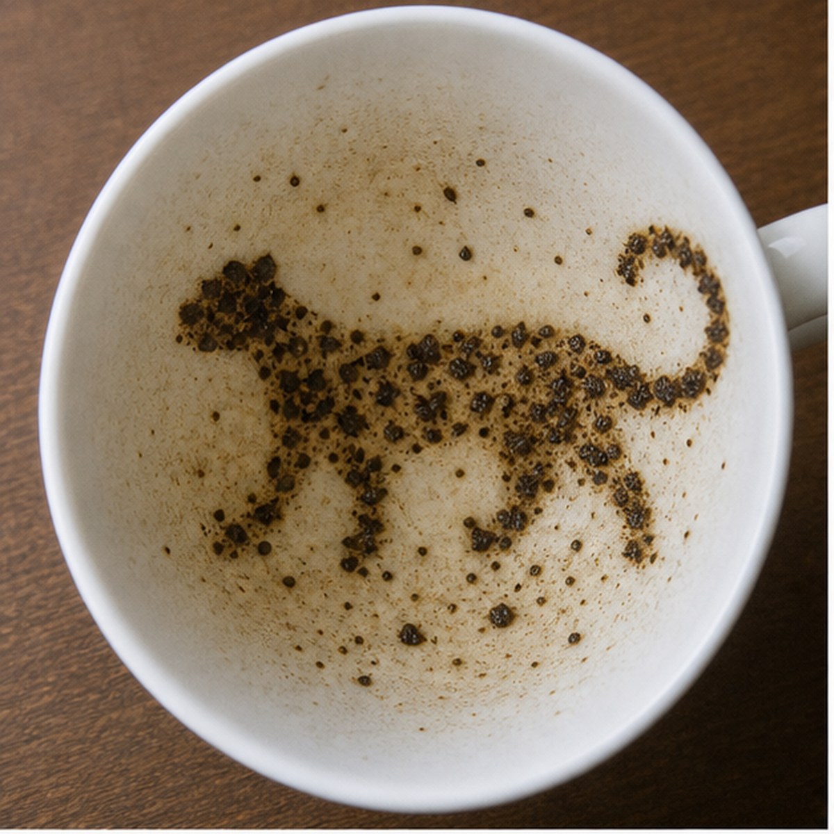 Leopard tea leaf reading cup example