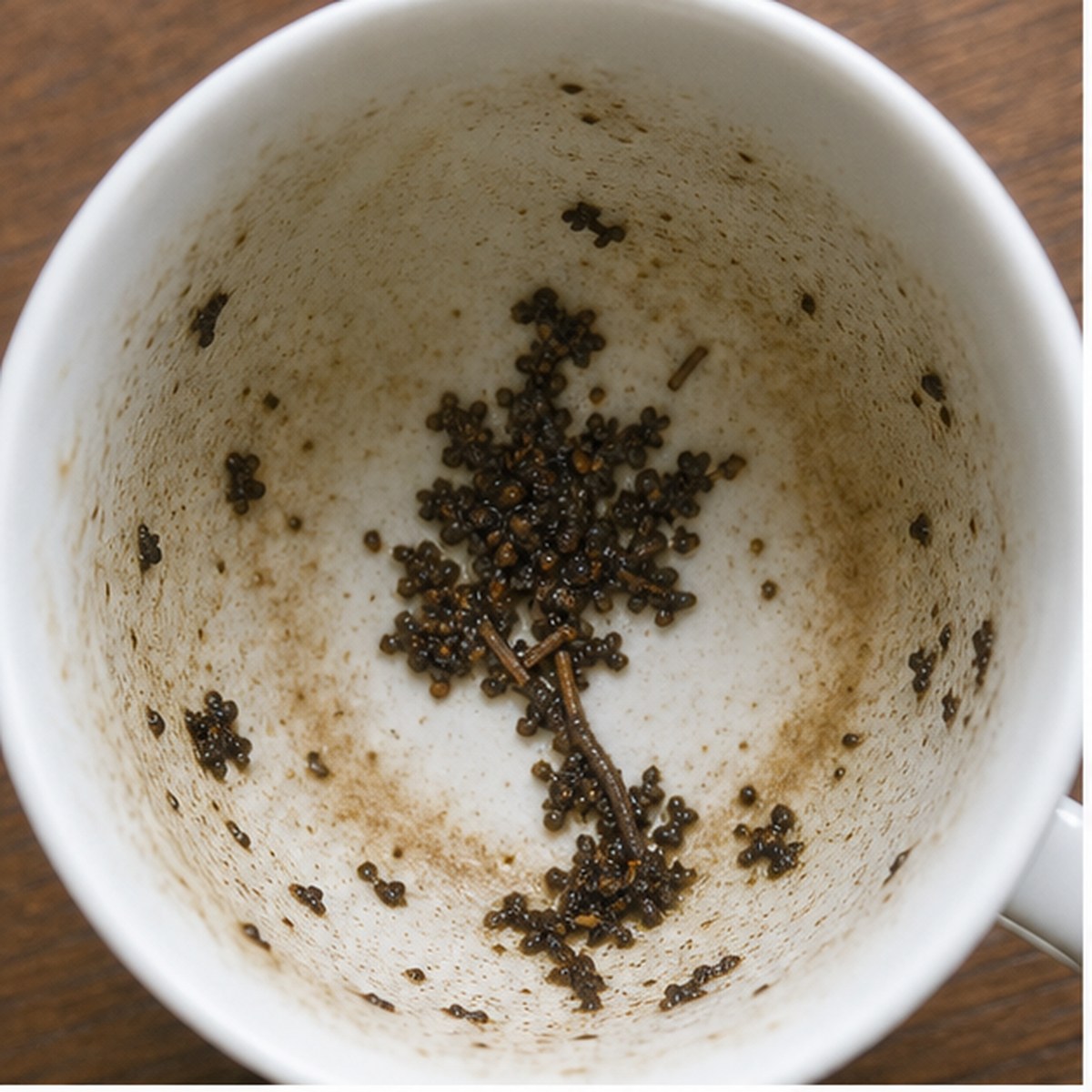 Lilac tea leaf reading cup example