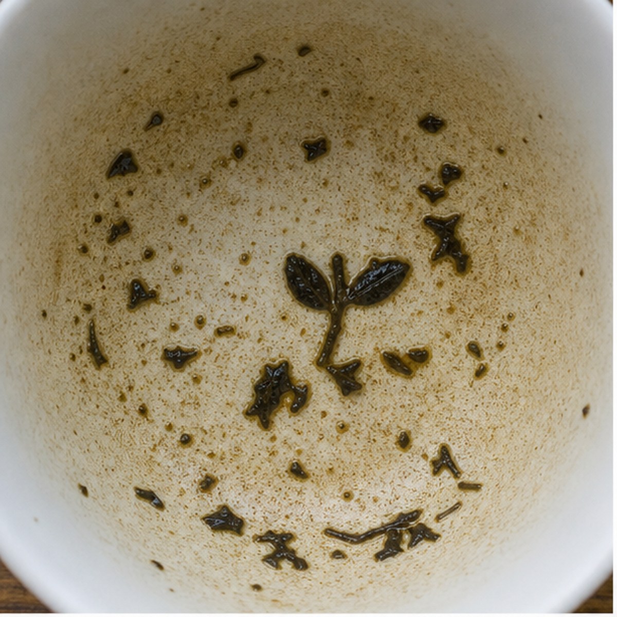 Mistletoe tea leaf reading cup example