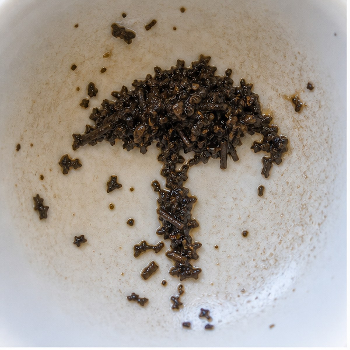 Mushroom tea leaf reading cup example