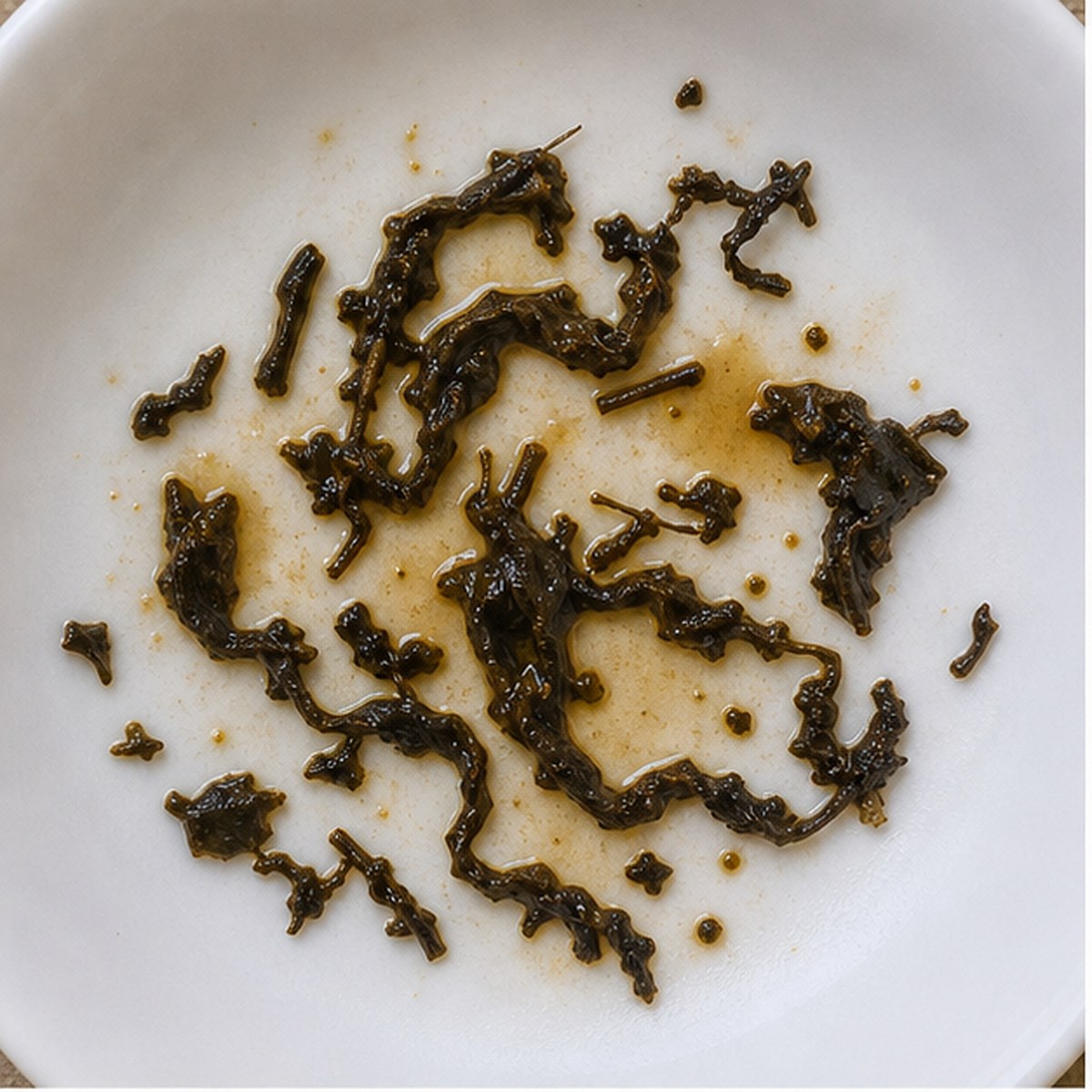 Seaweed tea leaf reading cup example