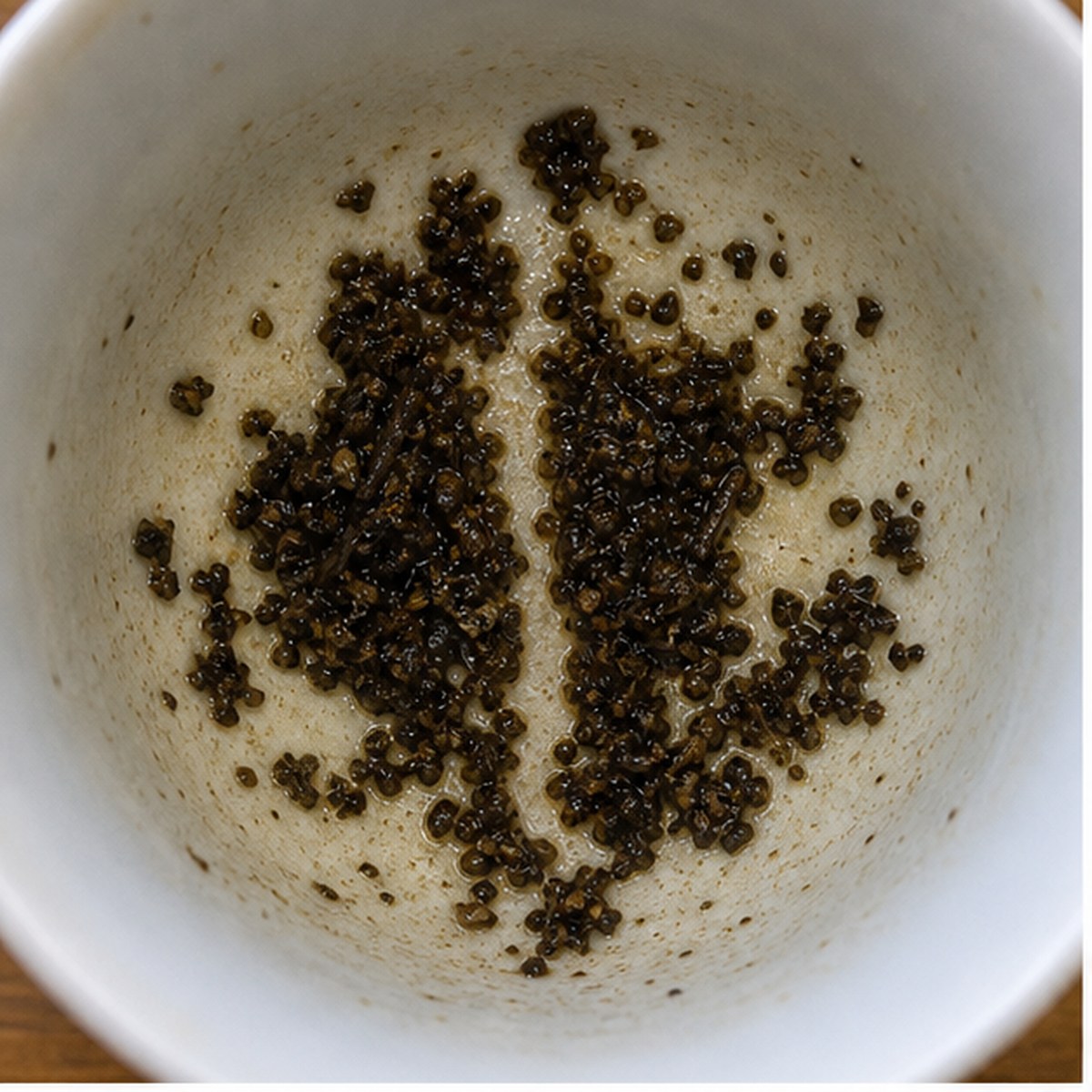 Straight Line tea leaf reading cup example