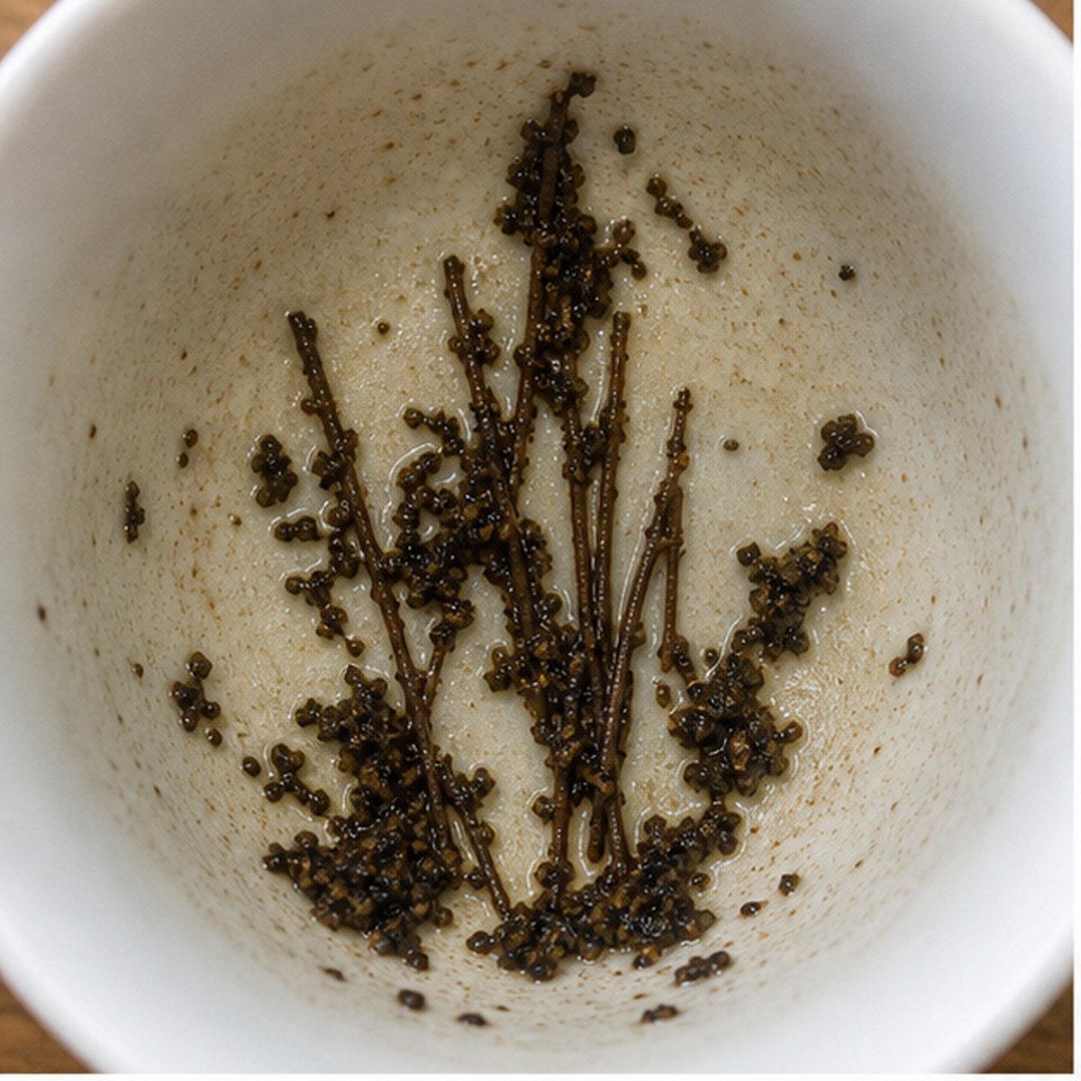 Straw tea leaf reading cup example