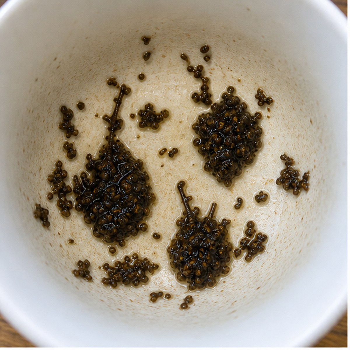 Strawberries tea leaf reading cup example
