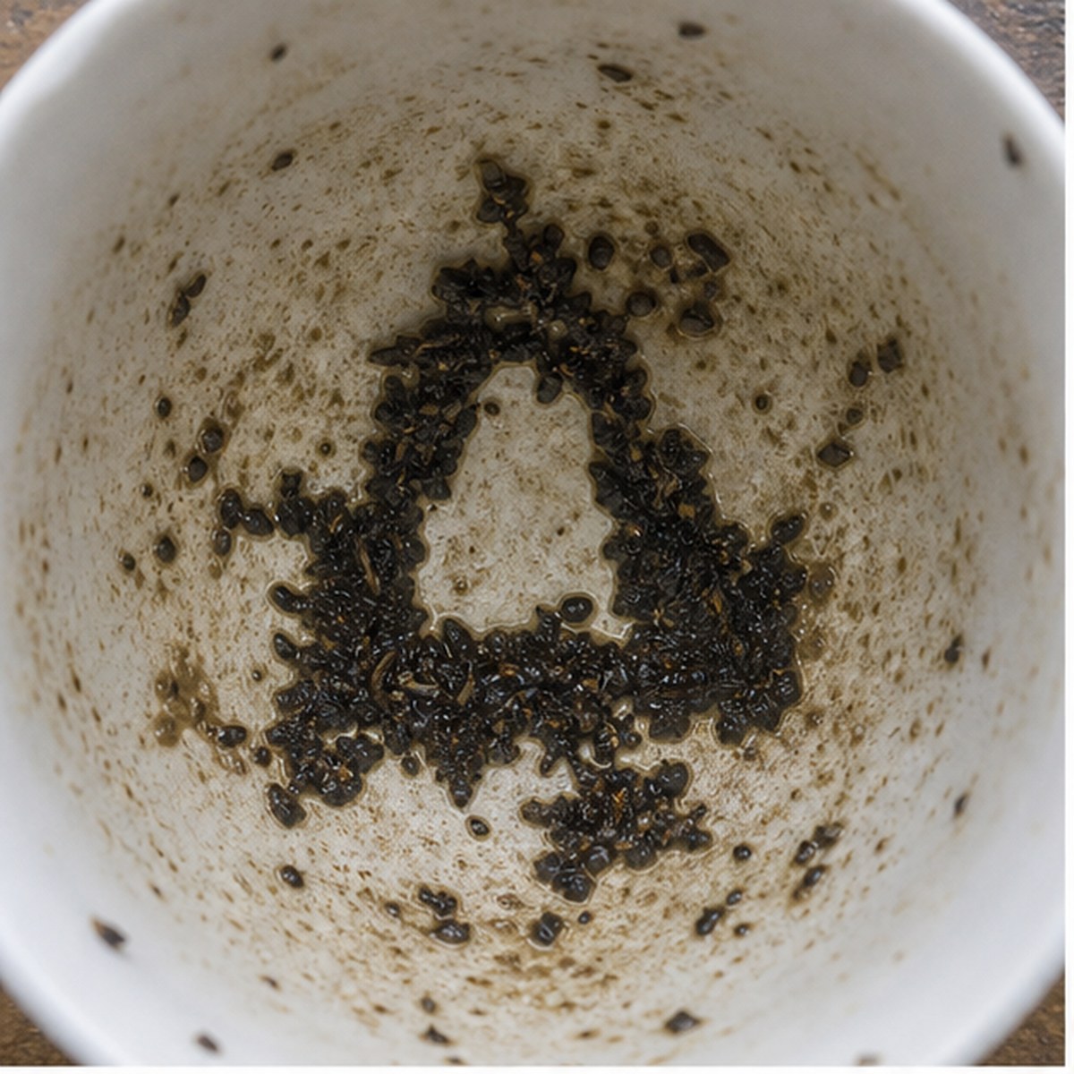 Triangle tea leaf reading cup example