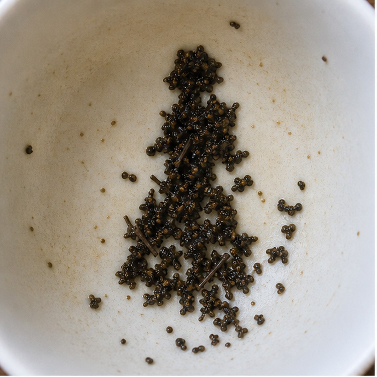 Woman tea leaf reading cup example