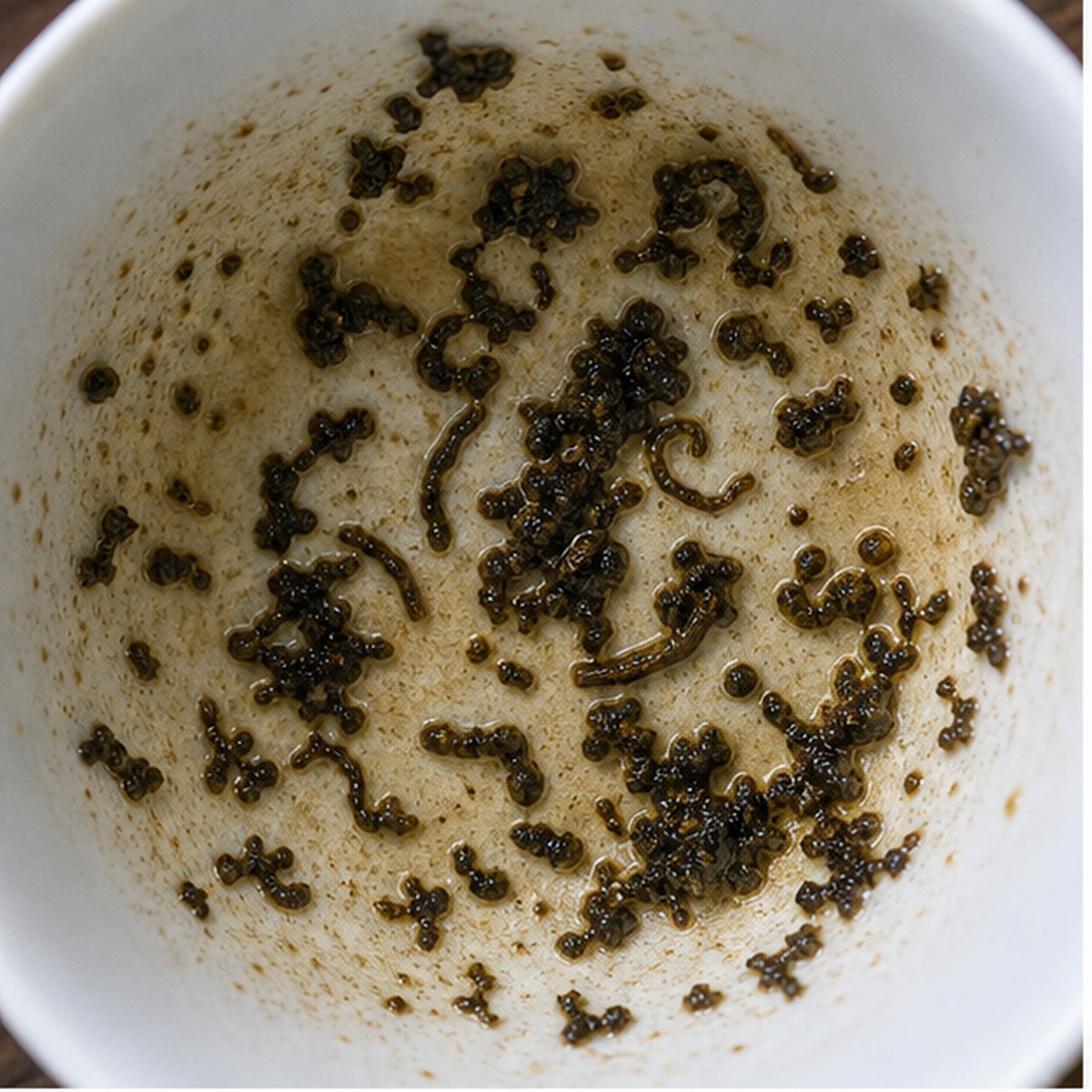 Worms tea leaf reading cup example
